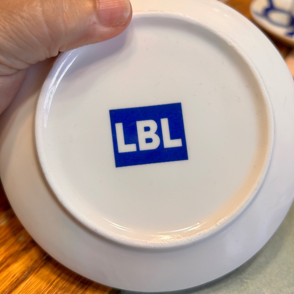 Vintage LBL Lubiana Poland Porcelain Coffee Set Mid Century Modern Blue Geometri - Picture 4 of 9